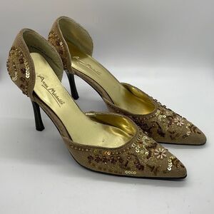 Ann Michelle Suede with Beads an Sequins High Heels Women’s Size 7 Elegant